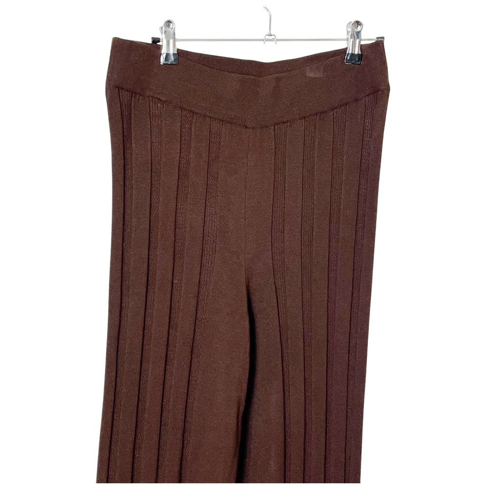 Anthropologie Daily Practice Flare Sweater Pants Brown Ribbed Knit Lounge Medium - Picture 3 of 10